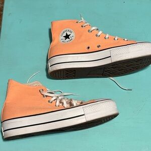 Converse Orange High-Top Platform Sneakers